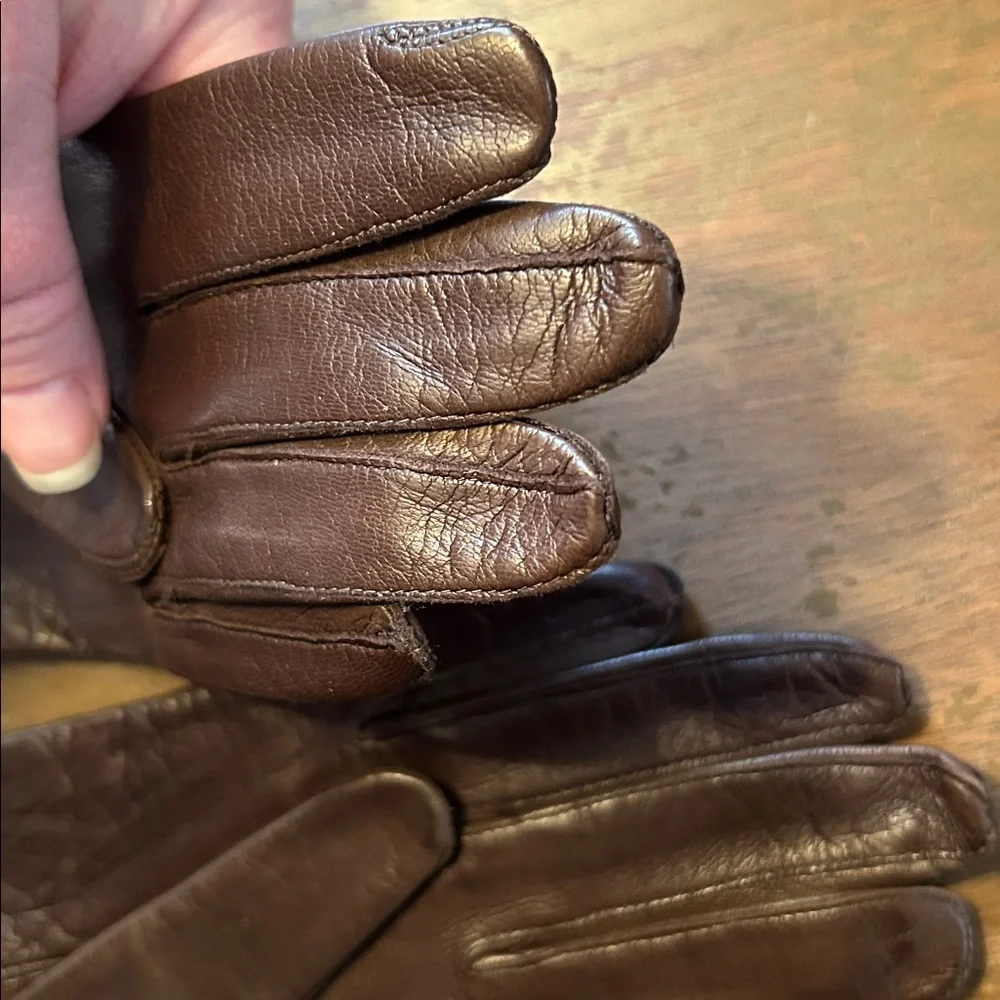 Finale Vintage Long Brown Leather Gloves - Picture 4 of 5